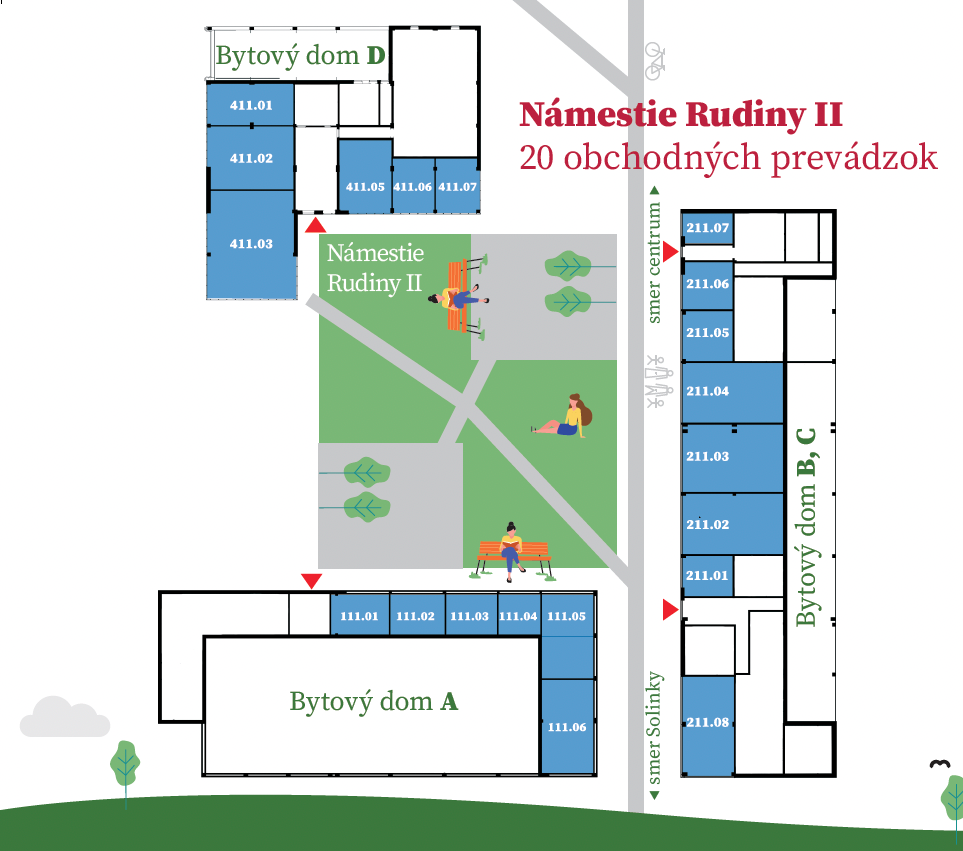Ponúkame Vám na prenájom obchodný priestor na námestí Rudinny II. na Hlinách, 42 m2.